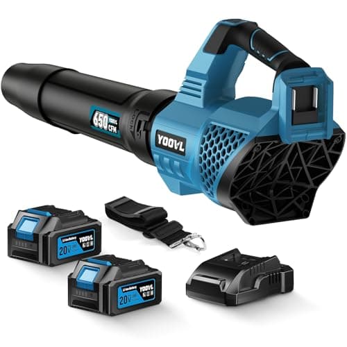 Leaf Blower Cordless, 650CFM Electric Leaf Blowers with 2 x 5.2Ah Batteries and Charger, 3 Speed Modes, 1 x Adjustable Shoulder Strap, Powerful Blowers for Lawn Care, Patio, Dust, Blowing Leaves - Image 1