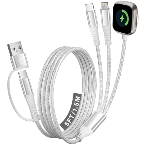 Cruise Travel Essentials 2026, 3 in 2 Multi Charging Cable/Cord with Lightning/USB C/iWatch Charger, Travel Chargers for Multiple Devices, Compatible with iWatch Series/iPhone 17-8/iPad/AirPods 5FT - Image 1