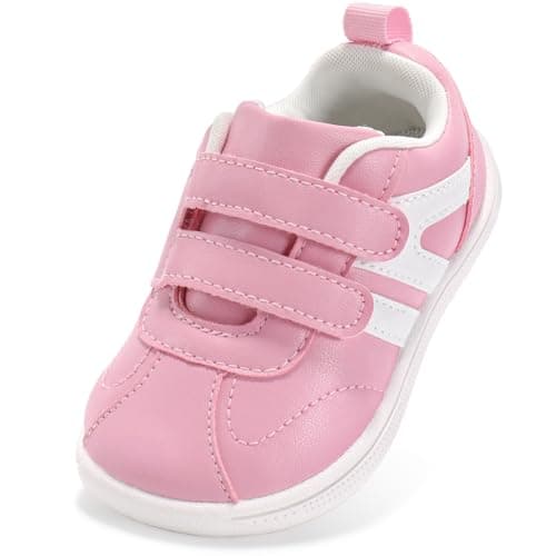 STQ KIDS Toddler Girl Shoes Wide Toe Box Barefoot Shoes Fashion Kids Sneakers Lightweight Zero Drop First Walking Tennis Running Shoe Preschool Daycare Water Pink Toddler Size 10 - Image 1