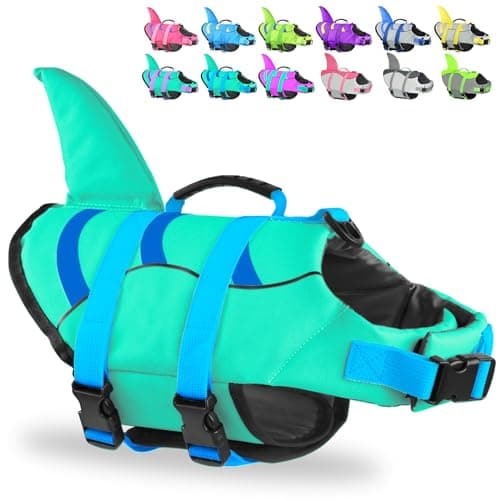 Fragralley Shark Dog Life Jacket, Easy to Put on Dog Life Vest for Swimming and Boating, Vibrant & Adjustable Dog Life Preservers for Small Medium Large Dogs, Suit to Swim, Fish, Beach, Surfing - Image 1