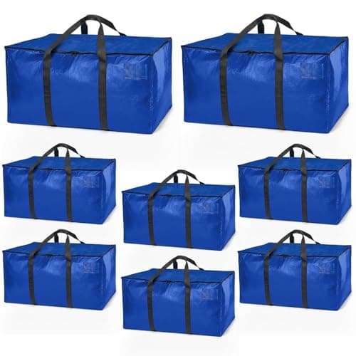 ClearSpace Heavy Duty Moving Bags or Storage Bag – Large Moving Boxes with Backpack Straps, Zippers & Handles – Perfect for Moving, College Dorm, Traveling, Camping, Christmas Decorations, 8 Pack - Image 1