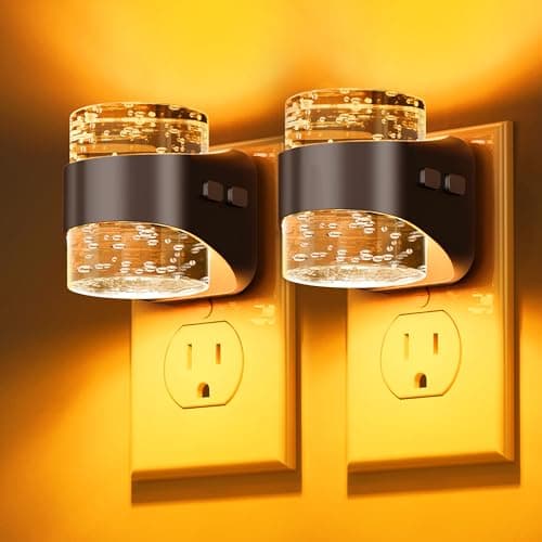 L LOHAS LED Night Light, Bubble Night Lights Plug into Wall, 2 Pack Night Lights with Dusk-to-Dawn Sensor,Dimmable Amber Pulg in Nightlights for Rooms Bathroom Hallway - Image 1
