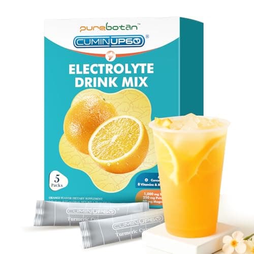 PureBotan Hydration Packets Sugar Free, Orange Flavor Electrolytes Powder Packets, Turmeric Electrolyte Drink Mix w/Curcumin, Vitamin, Minerals & Inulin, Support Immune & Recovery, Muscle & Gut Health - Image 1
