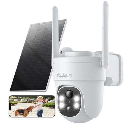 Rebluum Security Camera Outdoor Wireless, 3K/5MP Solar Camera Outdoor Wireless, Battery Powered 360°PTZ, Color Night Vision,PIR Motion Detection,2-Way Audio,Compatible with Alexa - Image 1