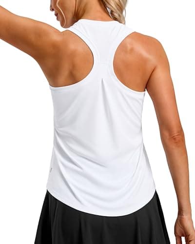G Gradual Women's Workout Tank Tops Racerback Athletic Yoga Tops Loose Fit Sleeveless Running Gym Sports Shirts for Women(White,XL) - Image 1