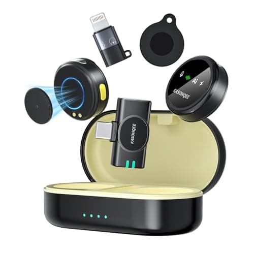 KASOHQEE Wireless Lavalier Microphone for iPhone 16/15/14/13, iPad & Android, Magnetic Clip-on Mini Mic with Charging Case,30H Playtime Plug-Play Lapel Lavalier Mic for Vlog TikTok, AI Noise Reduction - Image 1