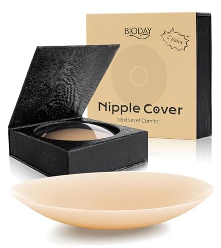 Seamless Invisible Nipple Covers for Women, 2 Pairs Reusable Ultra-thin Sticky Silicone Pasties, Washable Adhesive Breast Petals with Travel Case for Daily Wedding Swimwear Strapless Outfits - Image 1