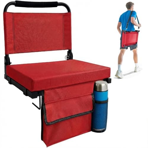 Siuzon Stadium Seats for Bleachers with Back Support, Folding Bleacher Chairs for Sports Games, Concerts Floor Chair Stadium Seat with Cushion and Shoulder Strap, Perfect for Sports Events - Image 1
