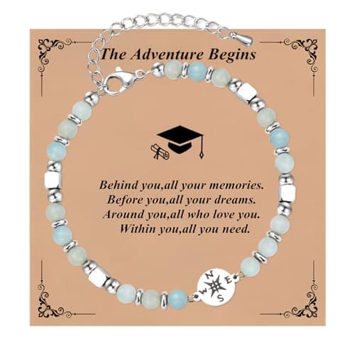 Ediseng Graduation Compass Bracelet for Her,Class of 2025,Personalized Graduation Gifts for High School/College/Masters Degree/Nurse/8th Grade/5th Grade/Middle School (amazonite) - Image 1