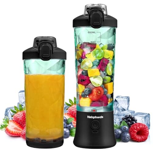 Portable Blender for Smoothies, 600ML Capacity, Rechargeable Personal Blender with Leak Proof Lid and Safety Lock, USB Charging, Black - Image 1