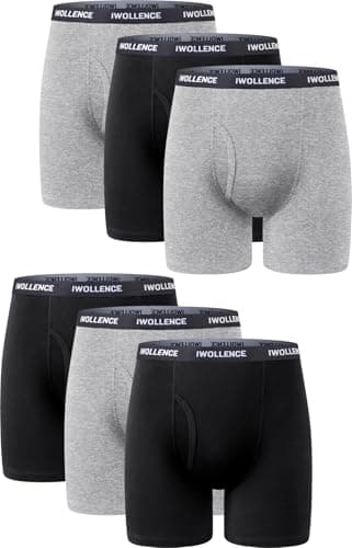 IWOLLENCE Men's Boxer Briefs Breathable Soft Moisture-Wicking Cotton Underwear with Comfort Flex Waistband, Multipack - Image 1