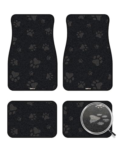 Universal Fit Waterproof Cute Dog Paw Car Floor Mats, Anti-Slip Backing & Adorable Paw Print Design, All Weather Car Mats, Automotive Floor Mats, Full Set of 4 (Gray)
