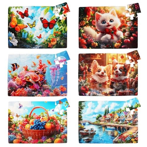 6 Pack 20 Piece Large Jigsaw Puzzles for Dementia Seniors,Alzheimer’s and Elderly Adults │ Easy Memory Games, Cognitive Activities and Gifts for Patients in Nursing Homes(Landscape) - Image 1