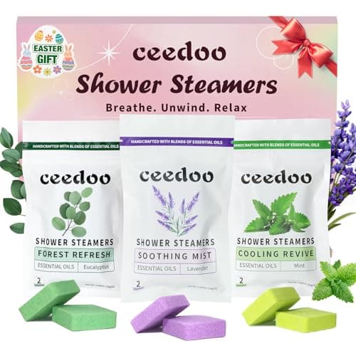 Shower Steamers Aromatherapy 6 Pack - Easter Basket Stuffers for Teens & Adults, Birthday Gifts for Women - Natural Essential Oil Shower Bombs for Stress Relief & Relaxation, Home Spa Self-Care - Image 1
