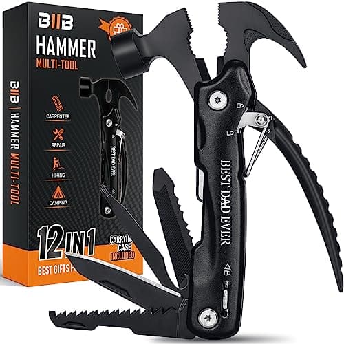BIIB Gifts for Dad, 12 in 1 Hammer Multitool Camping Essentials, Birthday Gifts for Men, Fathers Day Mens Gifts for Dad Husband Grandpa, Dad Gifts for Men Who Wants Nothing, Camping Gear Survival Tool - Image 1