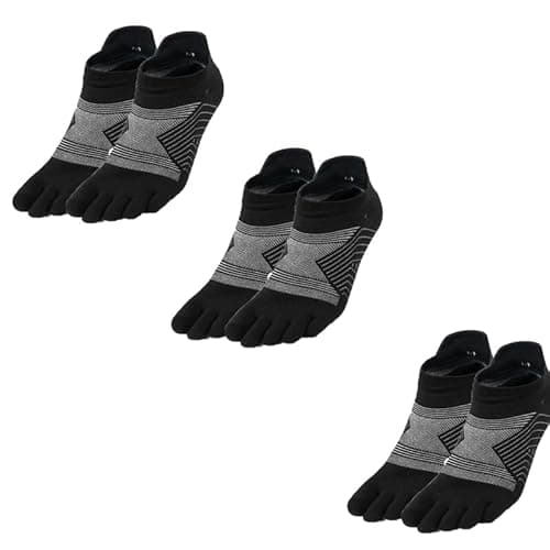 gyprprer Outdoor men's and women's 50% Merino wool socks Sports finger socks Running socks three pairs blackm - Image 1