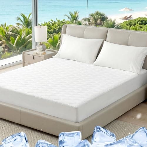 Cozy Bliss Leakproof Cooling Mattress Topper Full, Q-Max 0.45 Soft Noiseless Breathable Mattress Protector, with Deep Pocket Fits 8–18 Inches for Summer Bed Hot Sleepers, White - Image 1