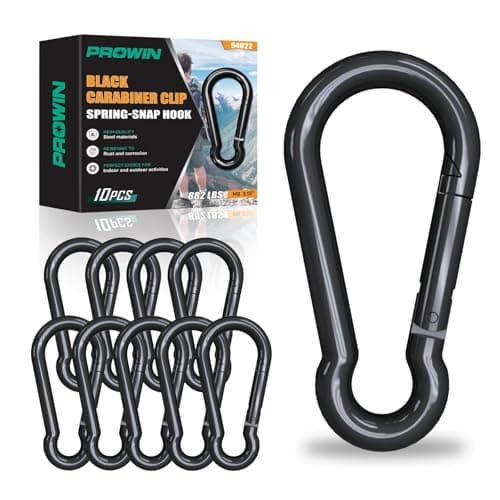Prowin 10PCS M8 Heavy Duty Spring Snap Hooks, 3.15 Inch Steel Carabiner Clips, 882 LBS Capacity, Quick Link for Camping, Hiking, Outdoor Gear, Pet Leash, Hammocks, Fishing, Swing Sets - Image 1