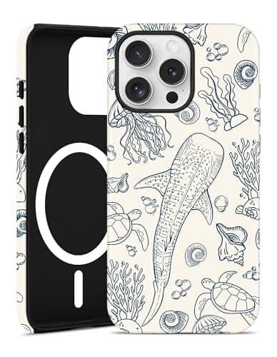 Aitipy Magnetic Shark Summer Phone Case for iPhone 13 Pro, Compatible with MagSafe, Cute Aesthetic Green Whale Soft TPU and Hard PC Shockproof Protective Phone Cover for Women Girls - Image 1