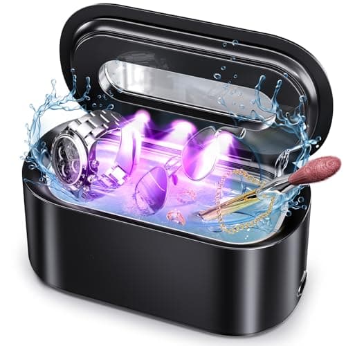 Ultrasonic Jewelry Cleaner, 48KHz Professional Ultrasonic Cleaner for Eyeglasses, Rings, Retainers, Dentures, 30W Jewelry Cleaner Ultrasonic Machine with Dual Cleaning Modes, Digital Timer