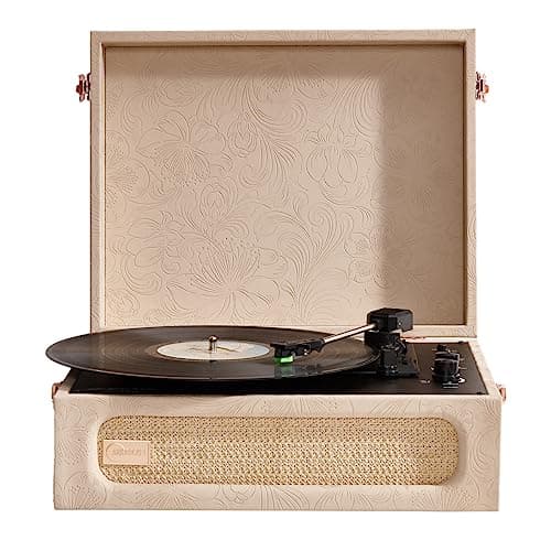 Arkrocket Coryphaeus Vinyl Record Player 3-Speed Bluetooth Input and Output Built-in Speakers with Magnetic Cartridge Auto Off (Flora Engraved) - Image 1