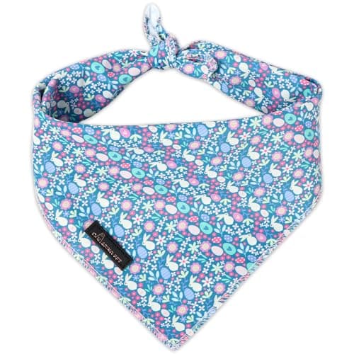 ARING PET Easter Dog Bandanas, Blue Rabbit Egg Pet Bandana Scarf Triangle Bibs for Puppy Small Medium Large Boy Girl Dogs Cats-S - Image 1