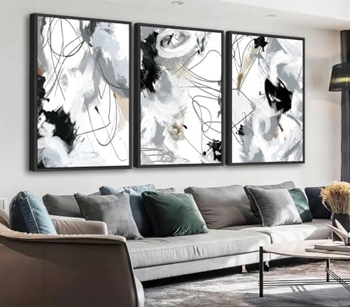 ASDCEUTICALS Large Framed Wall Art - Natural Framed Abstract Canvas Pictures for Living Room Modern Canvas Prints for Bedroom, Black Float Framed Art for Home Office Kitchen Decor 24" X 36" X 3pcs - Image 1