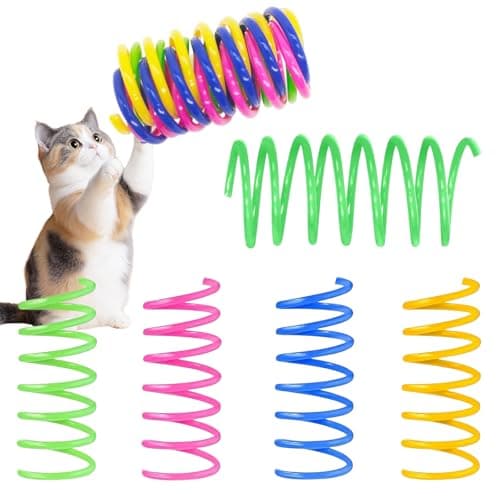 MOSYZEO Cat Toy Springs - 80 Pack Colorful Spring Toys for Cats, Bouncy Plastic Cat Spring Toy, Interactive Springs Cat Toys & Cat Toys for Indoor Cats - Image 1