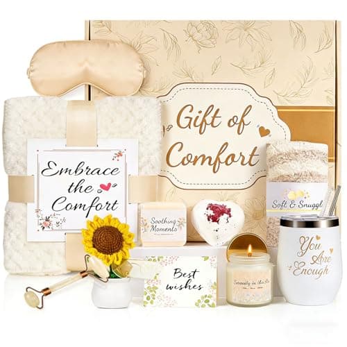 Protado Get Well Soon Gift Basket for Women, Self Care Care Package with Cozy Blanket, Sunflower Spa Gift Box, Thinking of You Birthday Gifts for Mom, Wife, Sister, Best Friend - Image 1