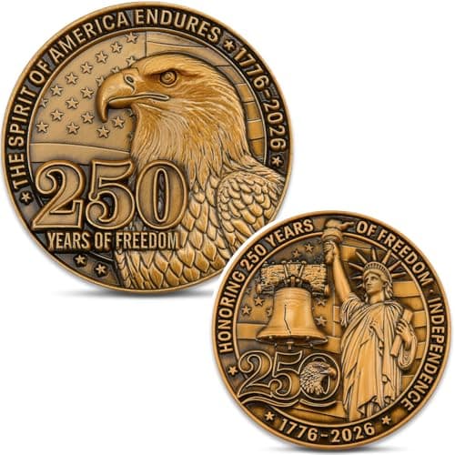 America 250th Anniversary Commemorative Coin,Patriotic Bald Eagle,Liberty Bell & Statue of Liberty Token Honoring U.S. Independence,1776–2026 Patriotic Freedom Challenge Coin - Image 1