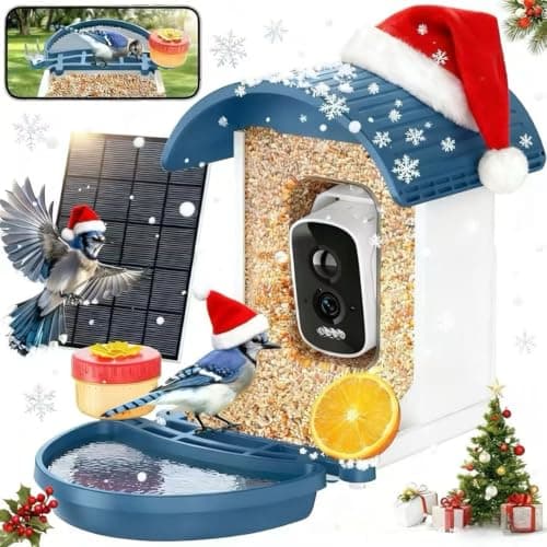 Bird Feeder with Camera, Smart Birdfeeder with Solar-Powered, 5MP AI Identify Birds 11000, Night Vision, Auto Record Video,Instant Notifications, Bird Feeders for Outdoors Yard with Water Bowl - Image 1