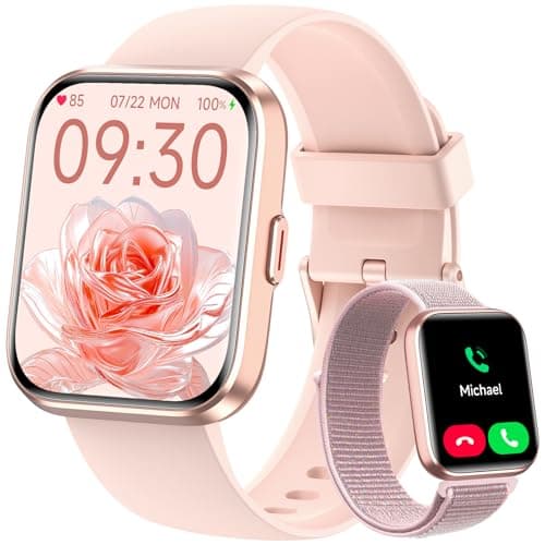 Smart Watches for Women, 1.8" Touch Screen Fitness Tracker for Android & iPhone, Answer/Make Calls, Alexa Built-in, Heart Rate/Sleep/SpO2 Monitor Smartwatch, IP68 Waterproof 101+ Sport Modes, 2 Bands - Image 1