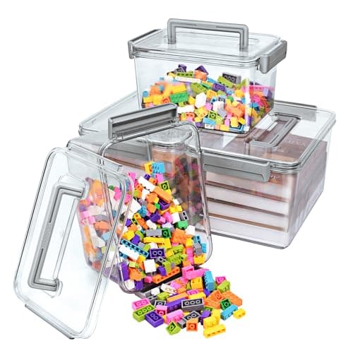 HOMRELA Plastic Storage Containers And Organization Bins Box Stackable with Lid and Secure Latching Buckles, Clear Clip Box For Kitchen or Pantry Storage Cabinet 4 PACK - Image 1