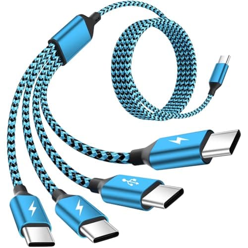 USB C Splitter Multi Charging Cable for Multiple Devices, Fast Charging 4 in 1 Charging Cord, Braided USB C Phone Charger Cable with 4 Type-C Connectors for iPhone 16 15 Pro Samsung S24 S23 - Image 1