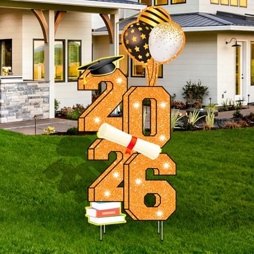 3.5FT Large Class 2026 Graduation Yard Sign Yard Decorations Congrats Graduation Lawn Signs 2026 Grad Yard Signs with Stakes for Outdoor Indoor Congrats Graduation Party Decoration Supplies - Image 1
