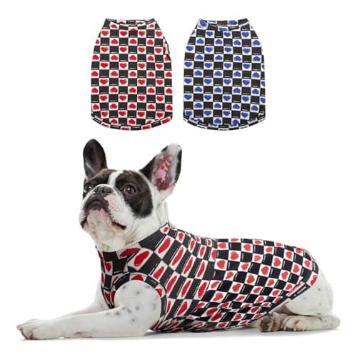 Sychien Dog Shirts Quick Dry Summer Cooling Love Heart Printing Dogs T-Shirt,Red+Blue S - Image 1