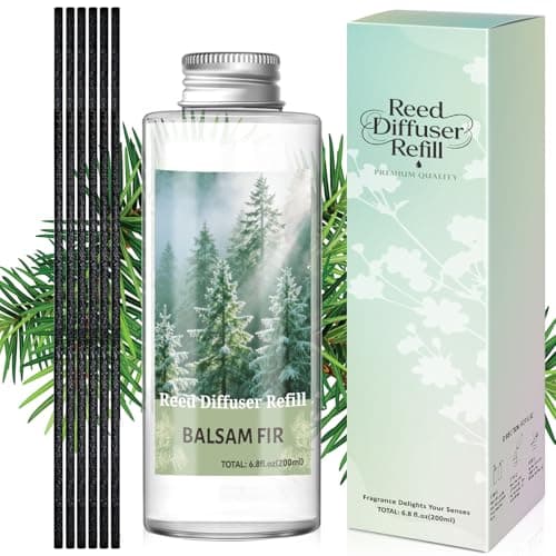 STRN Reed Diffuser Oil Refill, Balsam Fir Scented Diffuser Oil Refills with 6 Reed Sticks 200ML(6.8fl.oz), Room Fresheners for Home, Long-Lasting Fragrance for Living Room, Bedroom, Office - Image 1