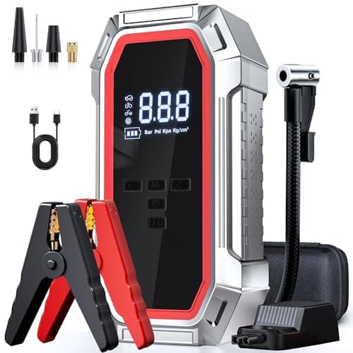 Jump Starter with Air Compressor, 5000A Peak Car Battery Jump Starter(9.0 Gas/8.0L Diesel), 160PSI 12V Jump Box Car Battery Jumper Starter Portable with Smart Jumper Cables, LED Lights, LCD Display - Image 1