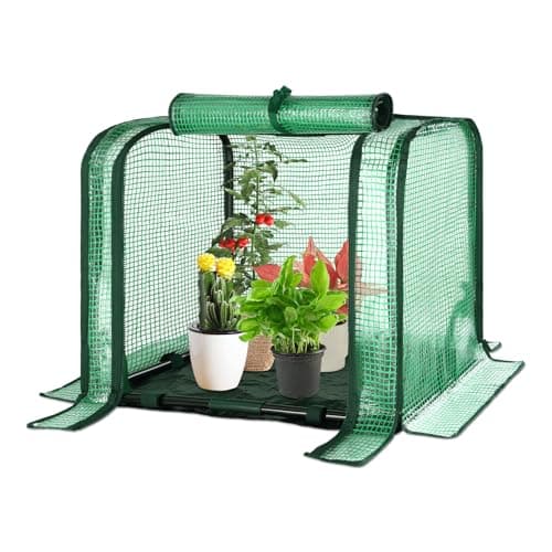 U'Artlines Portable Mini Greenhouse Small Green House with Waterproof Pad 23x13x17 Inch Plant Cover Tent for Garden Small Plants Indoor Outdoor, Green PE - Image 1