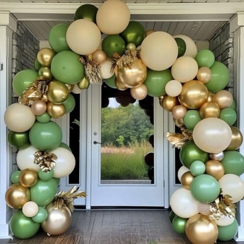 179pcs Sage Green White Sand Gold Balloon Garland Arch Kit for Anniversary Wedding Bridal Shower Birthday Party Decorations - Image 1