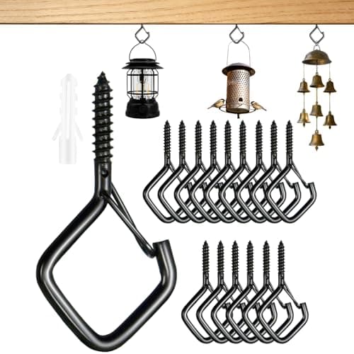 Viweolm 15 Pcs Black Eye Hooks Screw Heavy Duty,Ceiling Hooks for Hanging Plants,String Lights,Cup,Wind Chime,Bird Feeders. Plant Hanger Indoor&Outdoor - Image 1