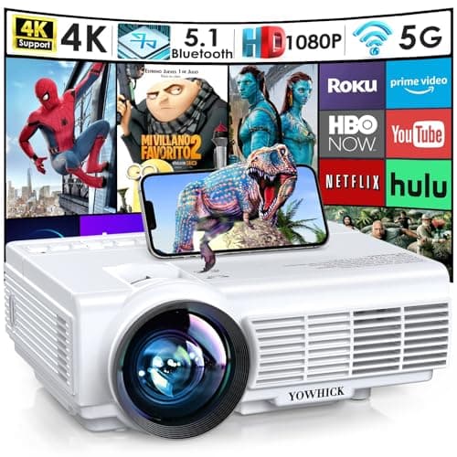 Projector with WiFi and Bluetooth, 5G WiFi Native 1080P 9500L YOWHICK Outdoor Projector 4K Support, Mini Portable Movie Projector, for HDMI, VGA, USB, Laptop, iOS & Android Phone - Image 1