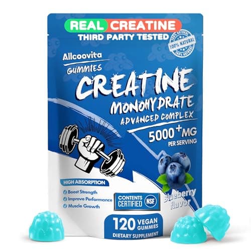 NSF Certified Creatine Gummy - Creatine Monohydrate Gummies 5000mg for Men & Women -120 Gummies Advanced Formula, Muscle Strength, Muscle Builder, Energy Boost, Pre-Workout Supplement-Blueberry - Image 1