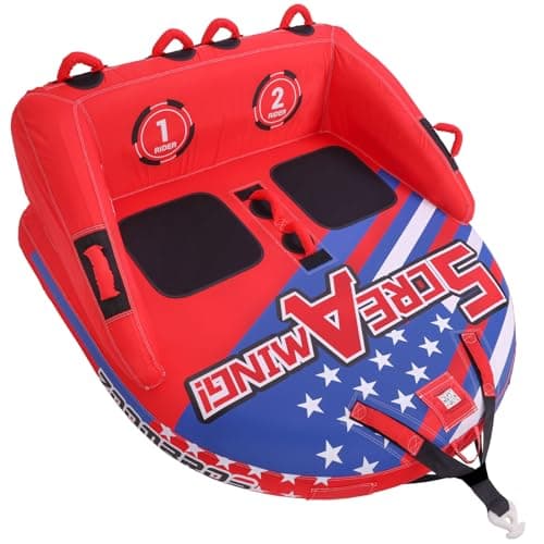 ZOOMBROS Towable Tubes for Boating 2-3Person, Front/Back Tow Points Sofa Style Boat Tubes and Towables, Holds 340-510 lbs Large Capacity, Premium Nylon Cover, Perfect for Kids & Adults - Image 1