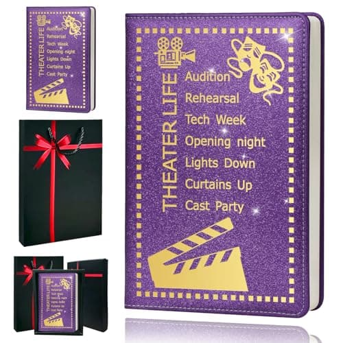 QDWXDEL Theater Gifts,A5 Hardcover Leather Journal for Women - 200 Pages Premium Paper Notebook,Theater Journal with 180° Lay Flat Design for Daily Diary (Theater Purple) - Image 1
