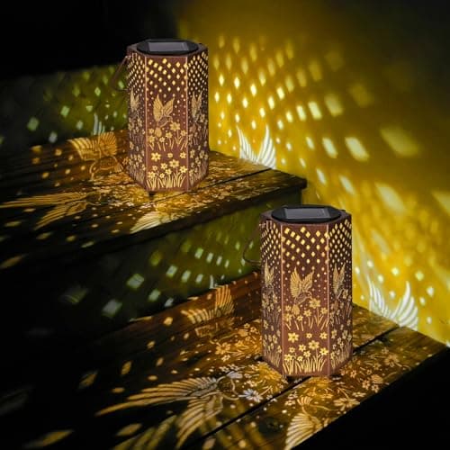 2 Pack Hummingbird Solar Lanterns Outdoor Waterproof - Mothers Day Gifts for Mom Grandma, Birthday Gifts for Women, Solar Lights Outdoor Garden Decor for Outside - Image 1