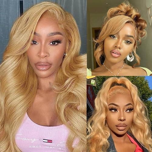 ROOMOOD 27# Ash Blonde Human Hair Lace Frontal Wig Body Wave 180% Density 13x6 Lace Front Wig Pre Plucked Natural Hairline for Women(24inch)