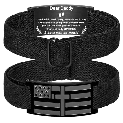 GLEZZA To New Dad Bracelets Gifts,American Flag Cross Bible Verse Bracelet Christmas Birthday Christian Fathers Day Jewelry Gifts,Adjustable Size - Image 1