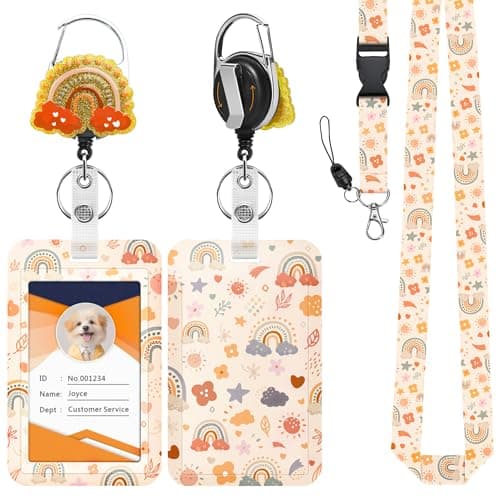 JroyJoy ID Badge Holder with Lanyard & Heavy-Duty Retractable Reel – Bohemian Design, Infused with Nature & Freedom, School ID Badge, Name Card, Work ID for Nurses, Teachers, Students, Workers - Image 1