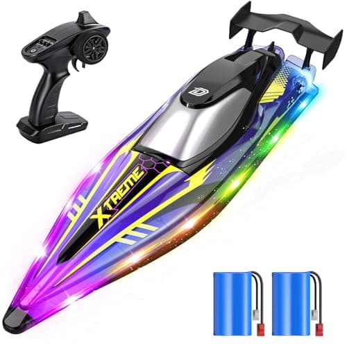 DEERC 17” Large High-Speed RC Jet Boat, Self-Righting Remote Control Boat with 9 LED Lights, 32+ KPH, 30-Min Runtime, Waterproof for Pools & Lakes, Kids & Adults - Image 1